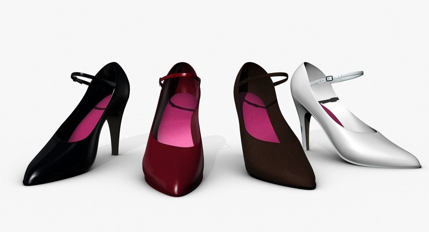 Stiletto pair of high heeled shoes Low-poly 3D model_1