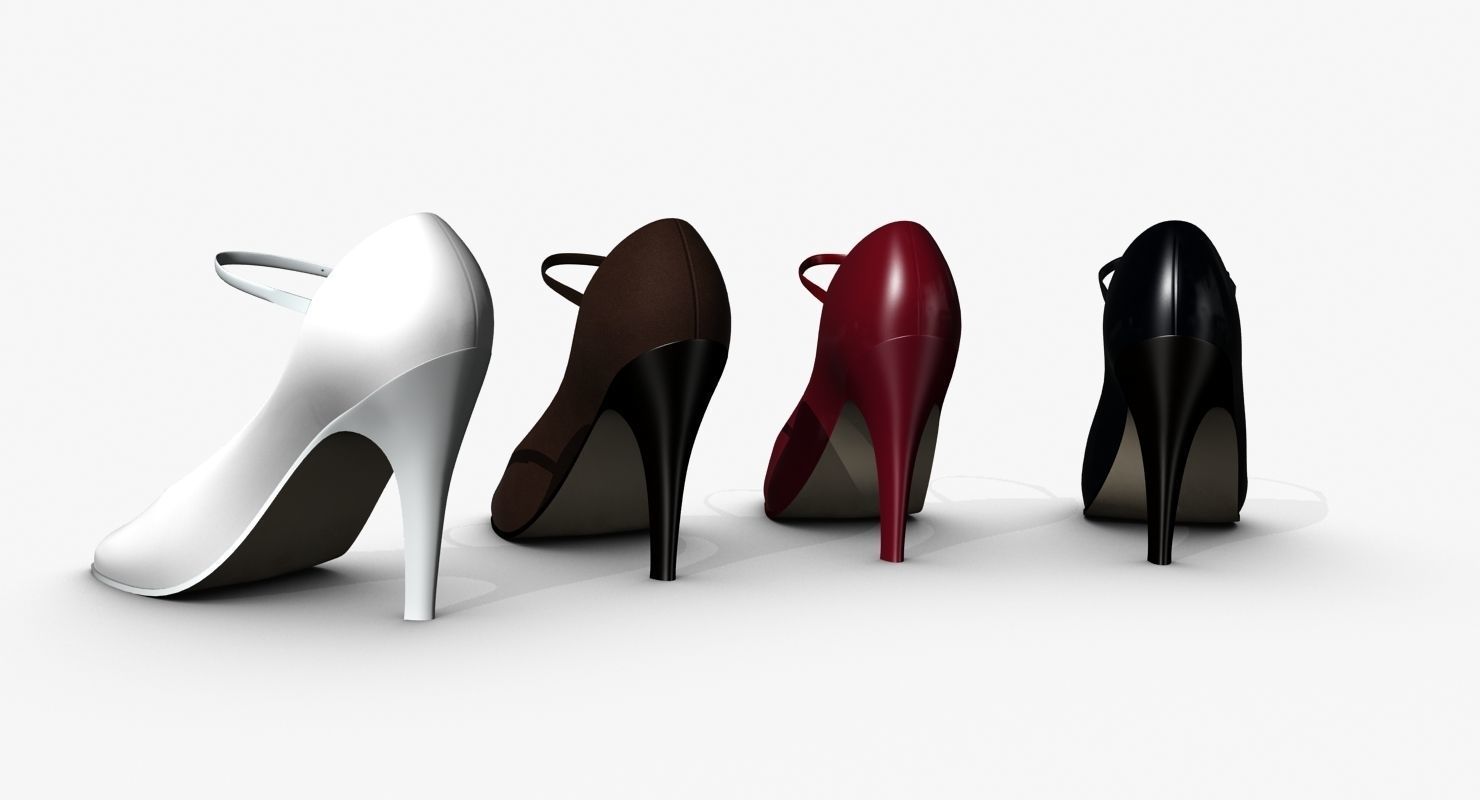 Stiletto pair of high heeled shoes Low-poly 3D model_2