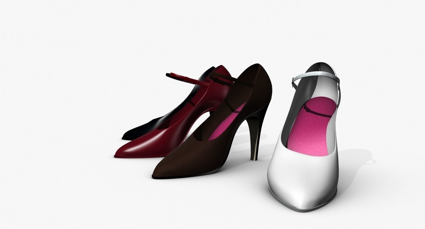 Stiletto pair of high heeled shoes Low-poly 3D model_4