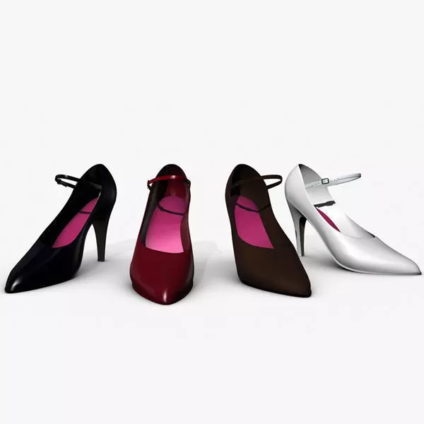 Stiletto pair of high heeled shoes Low-poly 3D model_0