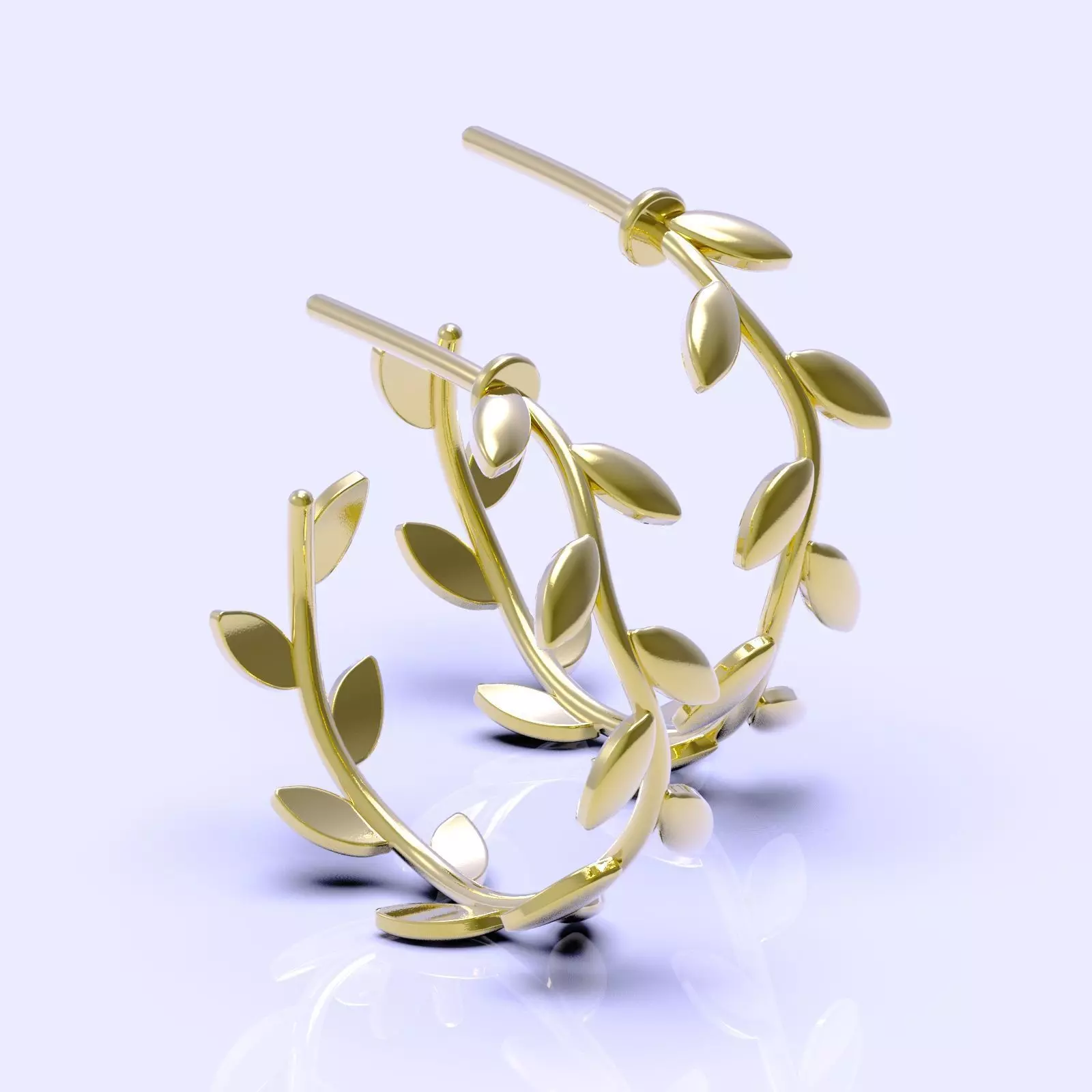 Olive Leaf Hoop Earrings 3D print model