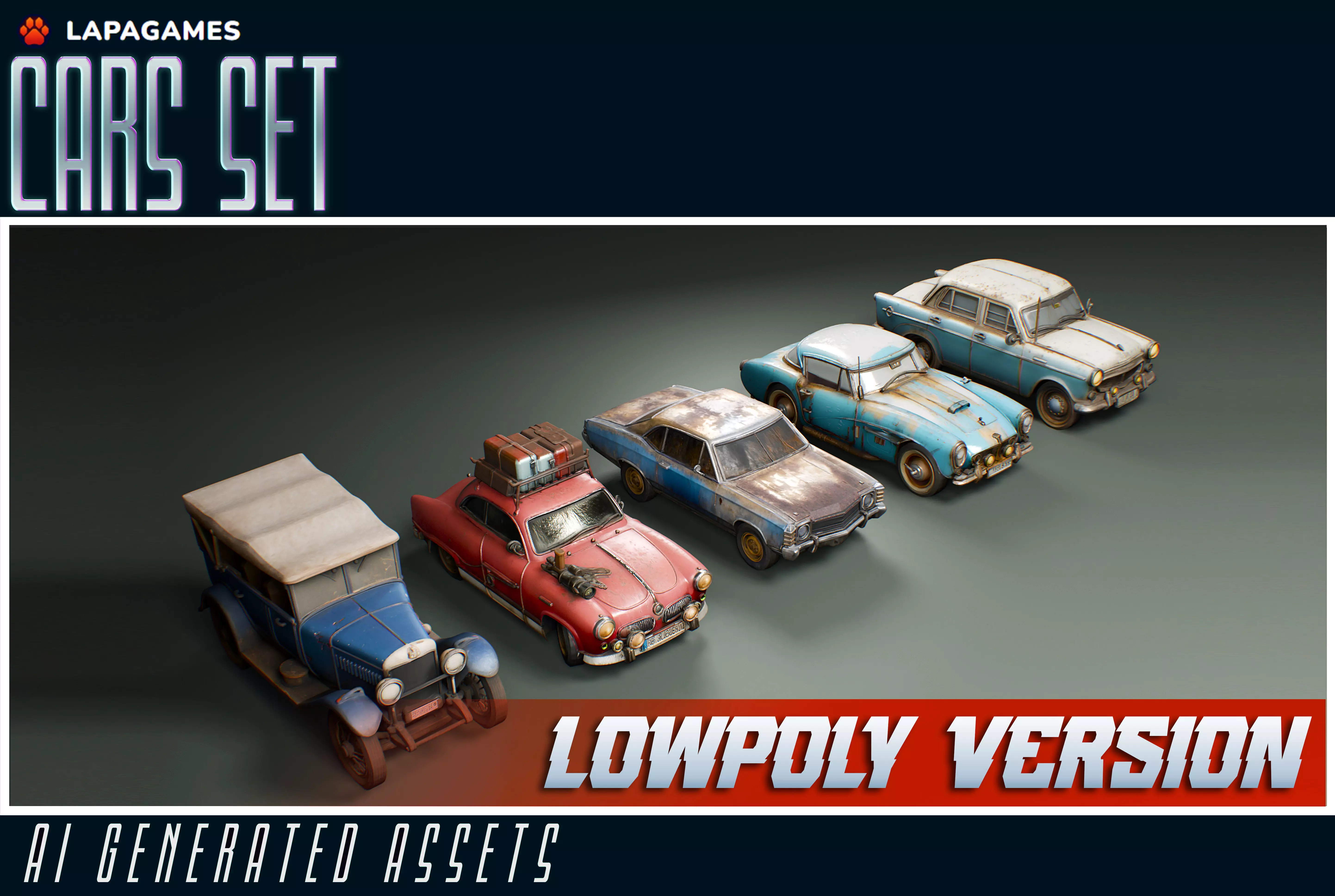 Stylized Cars Low-poly 3D model