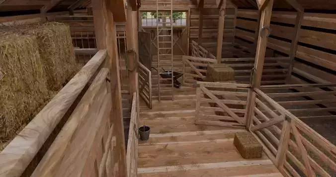 Barn Inside with farm included 3D model
