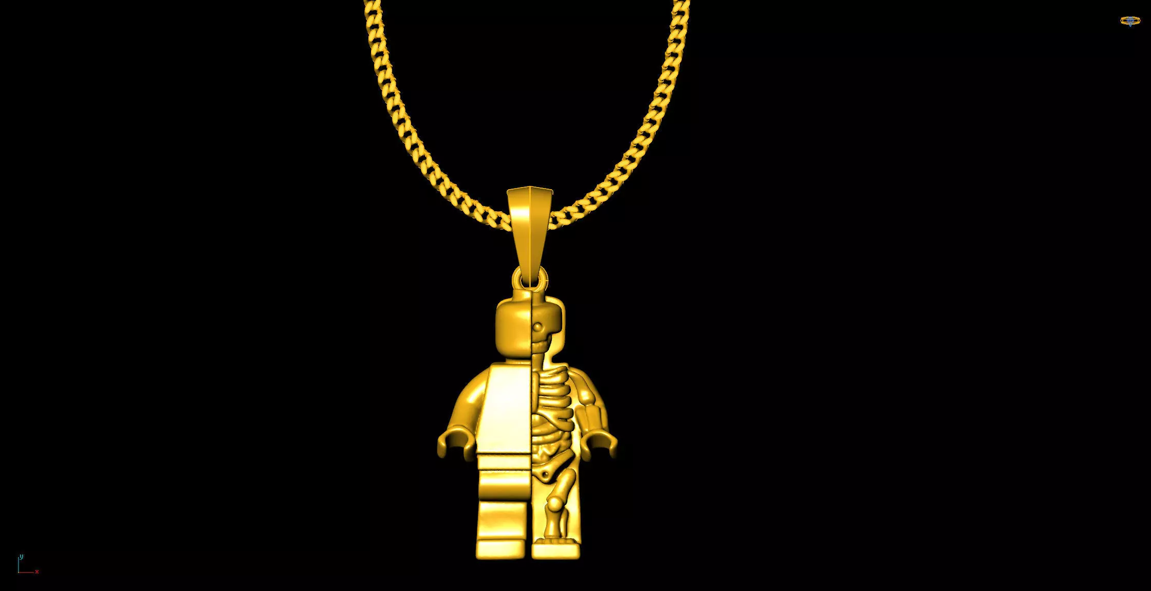 Skeleten Robot pendant charms - one inch pendant 3D print model