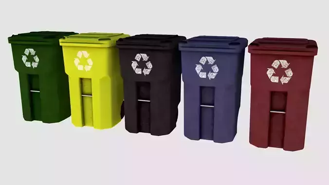 Street trash bin 01 Low-poly 3D model 2