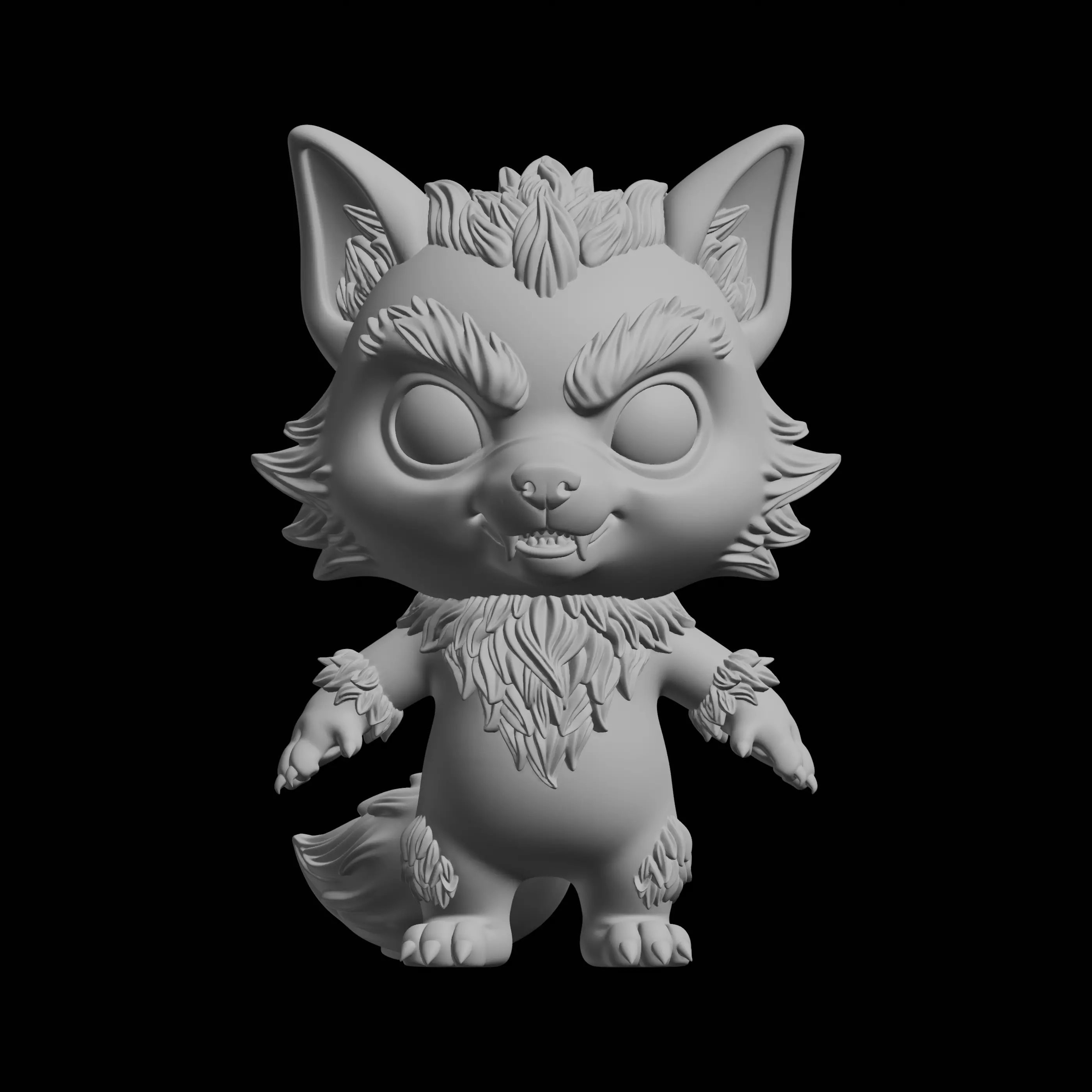 Chibi Werewolf Fantasy Character Figure 3D print model