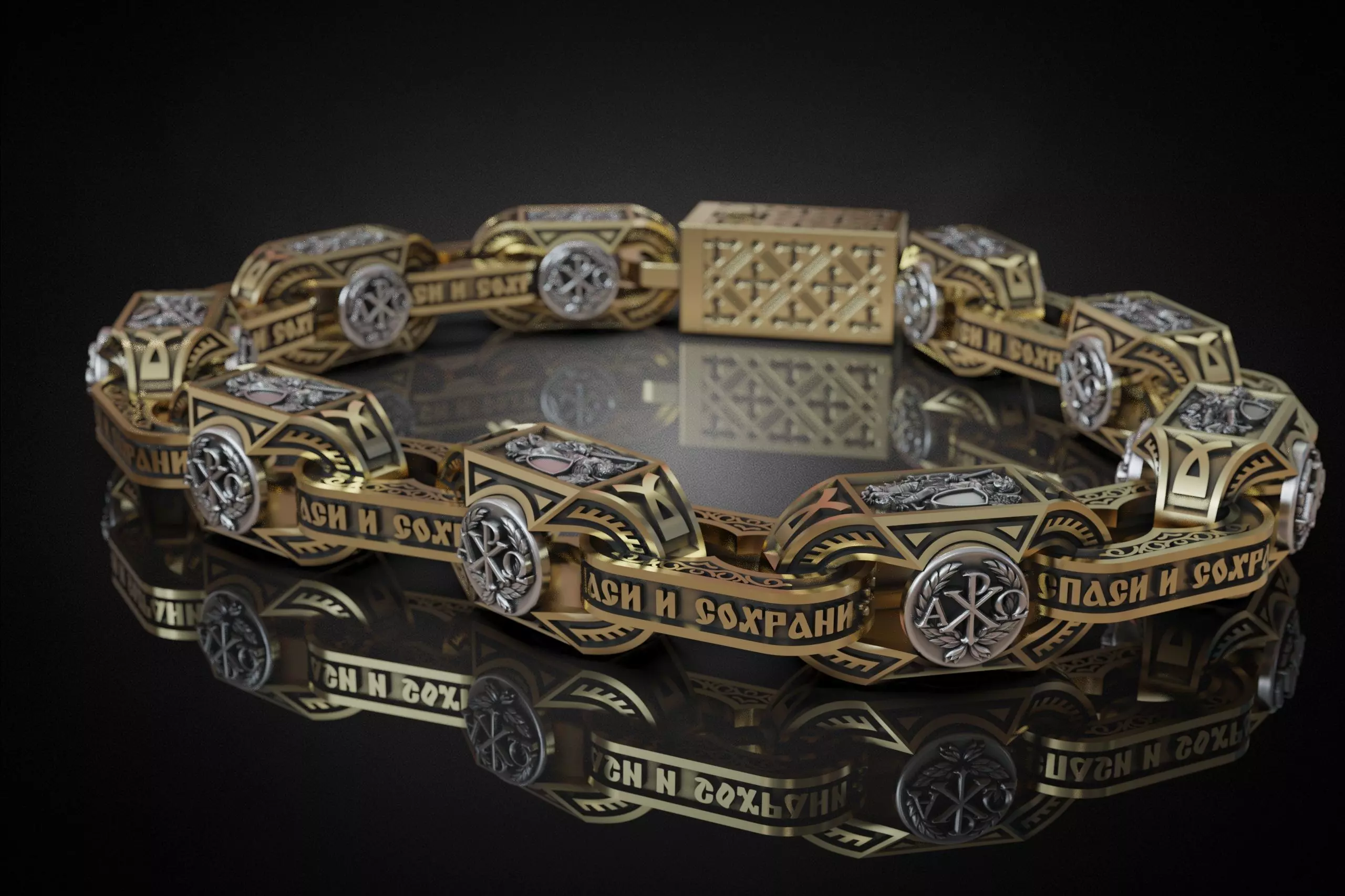 Orthodox chain with Saint Michael and christian symbols 3D print model