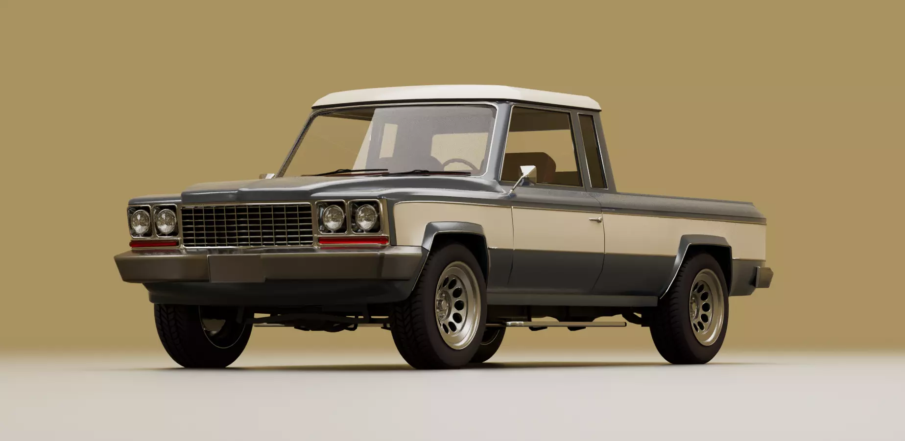 70s generic pickup truck Low-poly 3D model