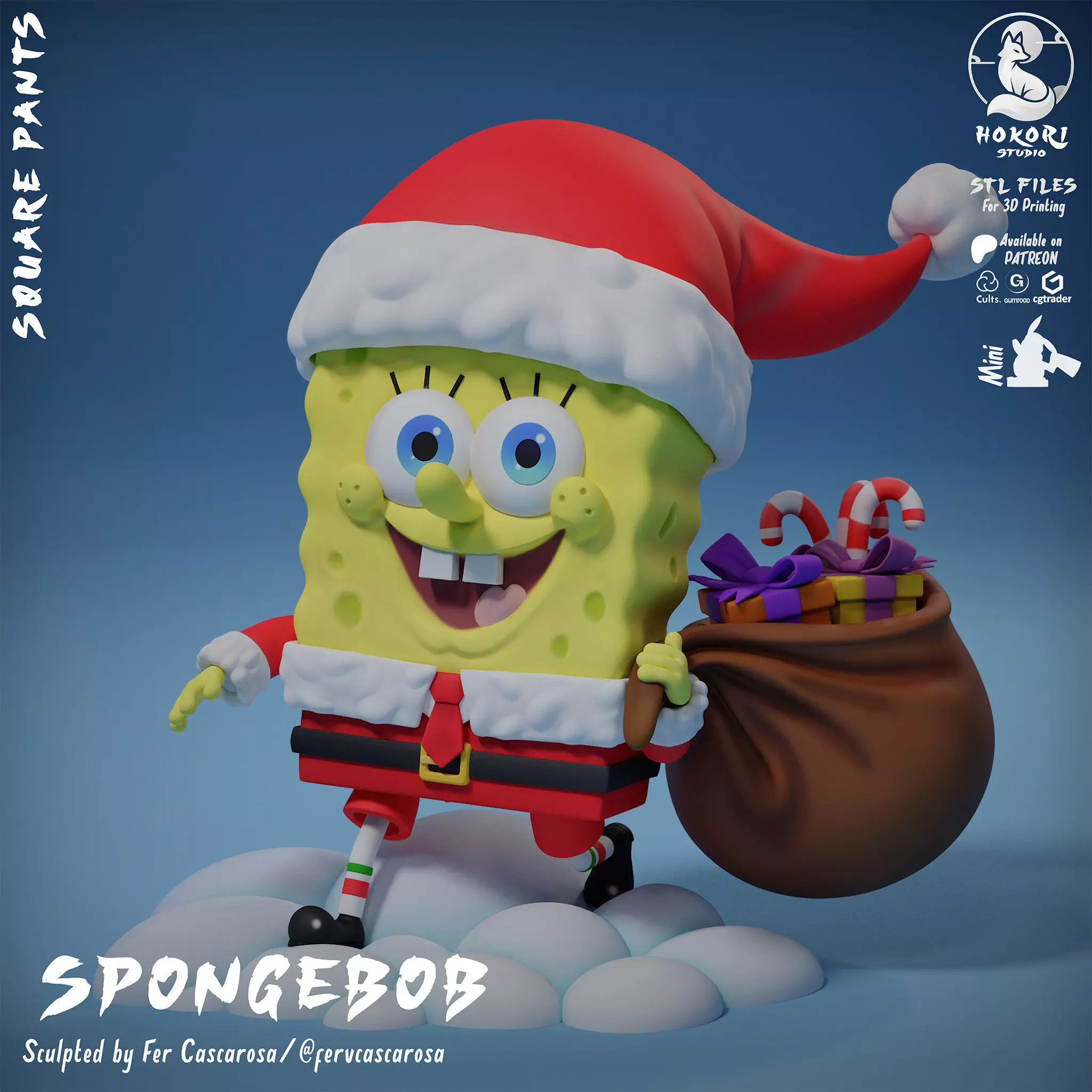 SpongeBob Santa Claus 3D print model