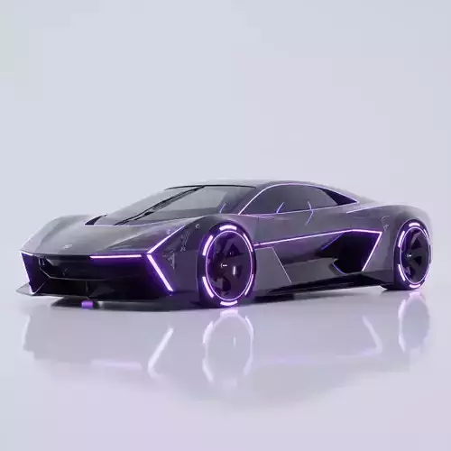 Futuristic Hypercars 004 Game-Ready and 3D Print Solid Mesh Low-poly 3D model