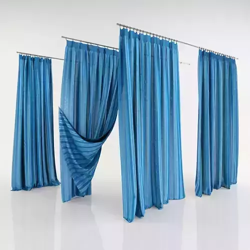 Blu curtains variations 3D model