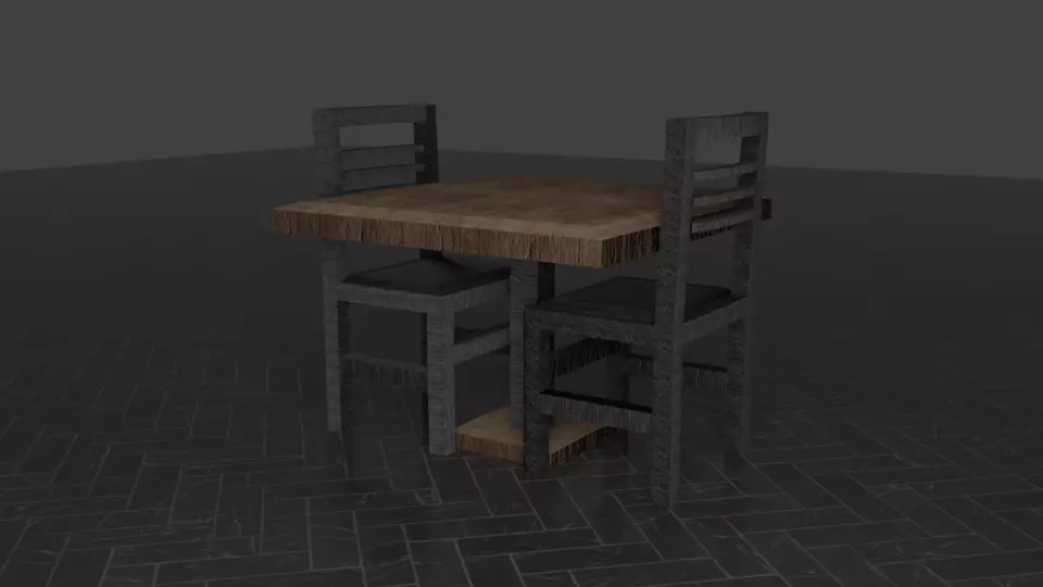Table and Chair Low-poly 3D model