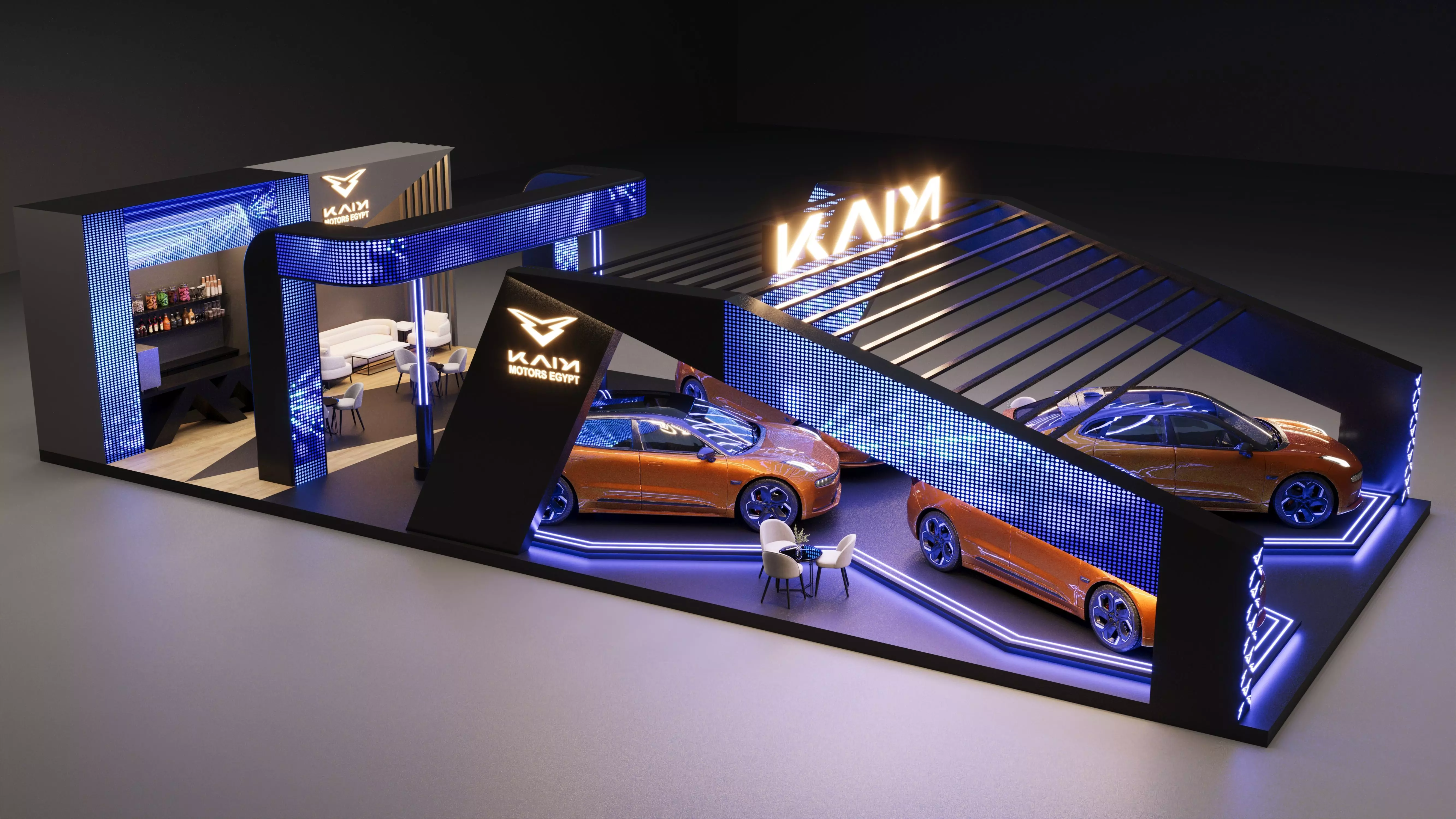Modern Luxury Automotive Exhibition Stand Low-poly 3D model