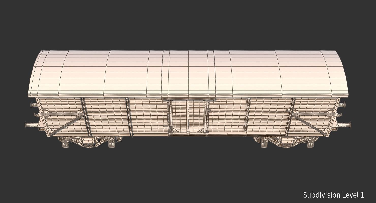 Realistic Old Train Car 3D model_17