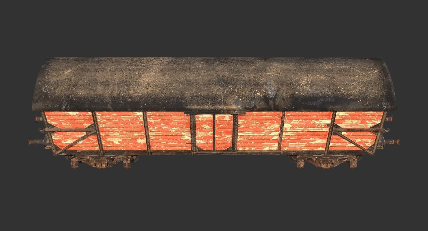 Realistic Old Train Car 3D model_15