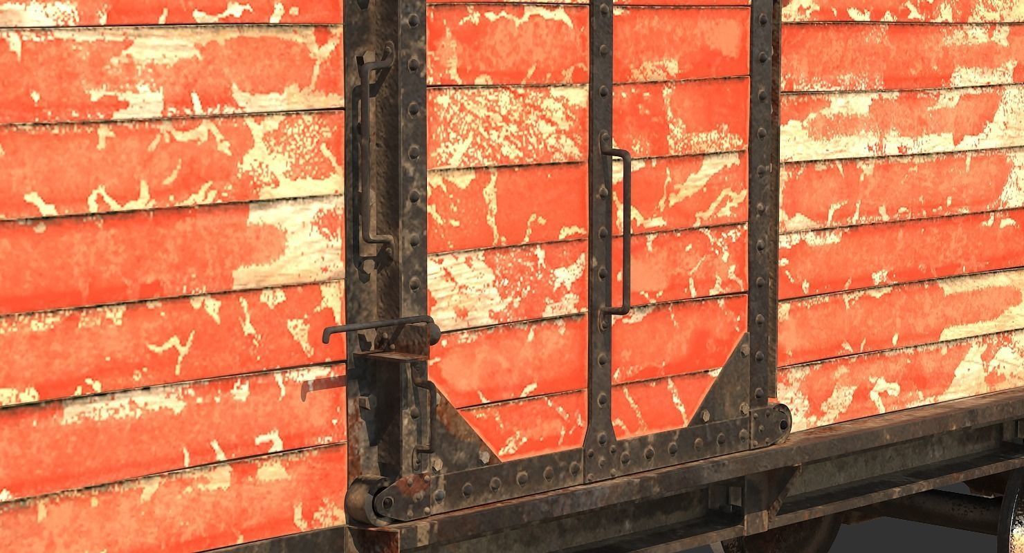 Realistic Old Train Car 3D model_21