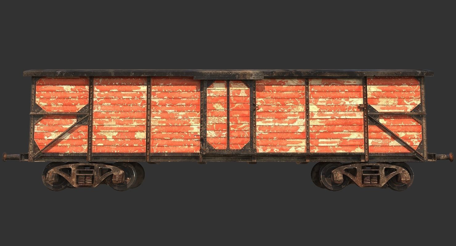 Realistic Old Train Car 3D model_12