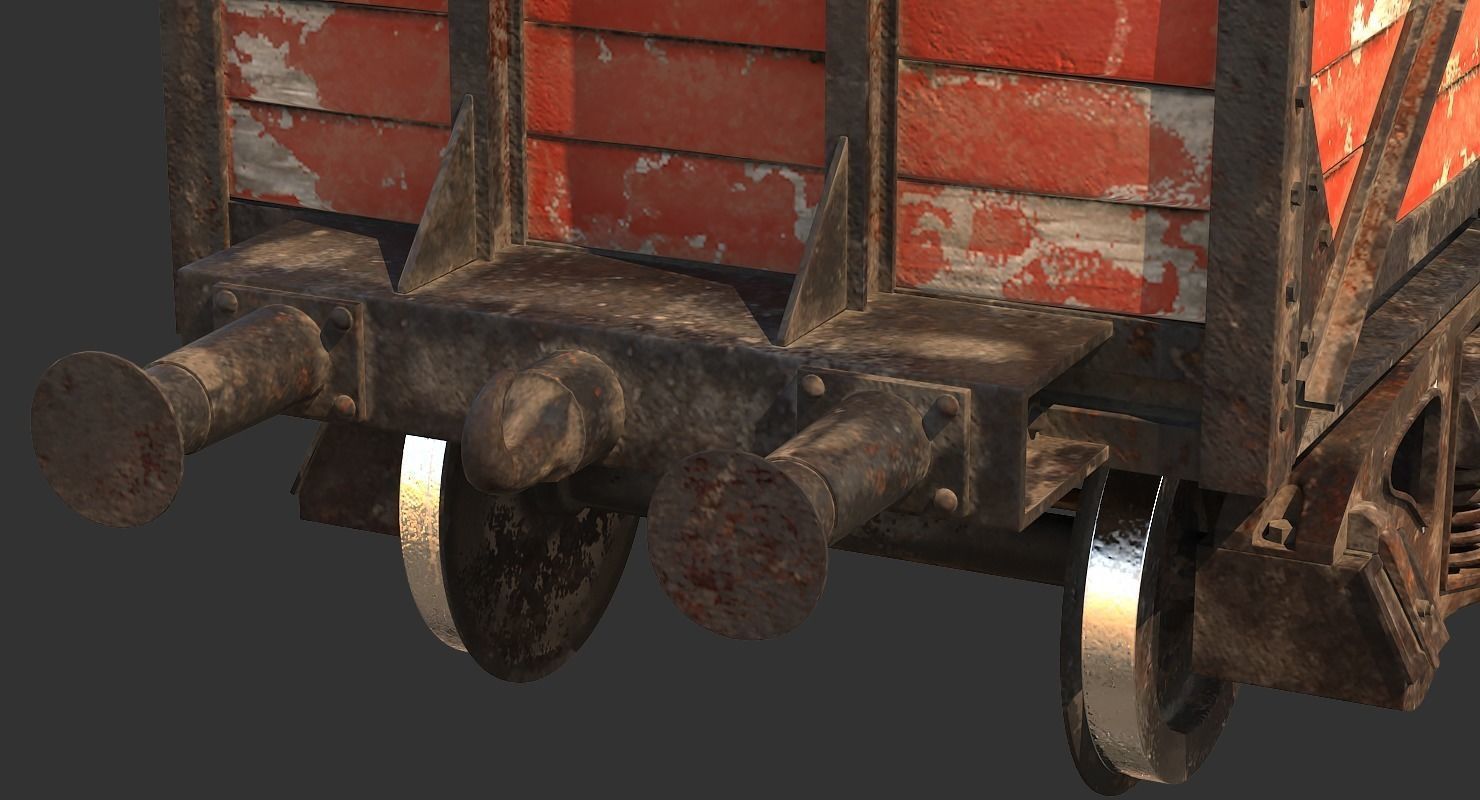 Realistic Old Train Car 3D model_18