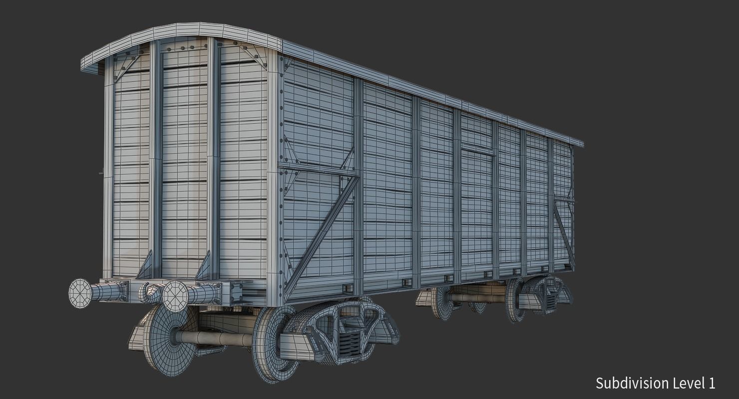 Realistic Old Train Car 3D model_8