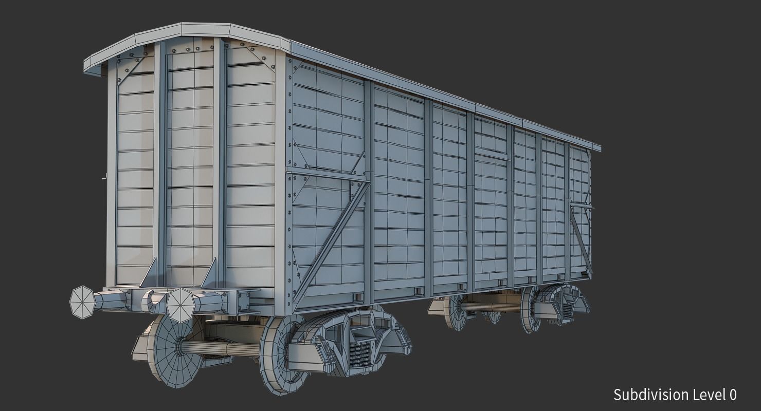 Realistic Old Train Car 3D model_7