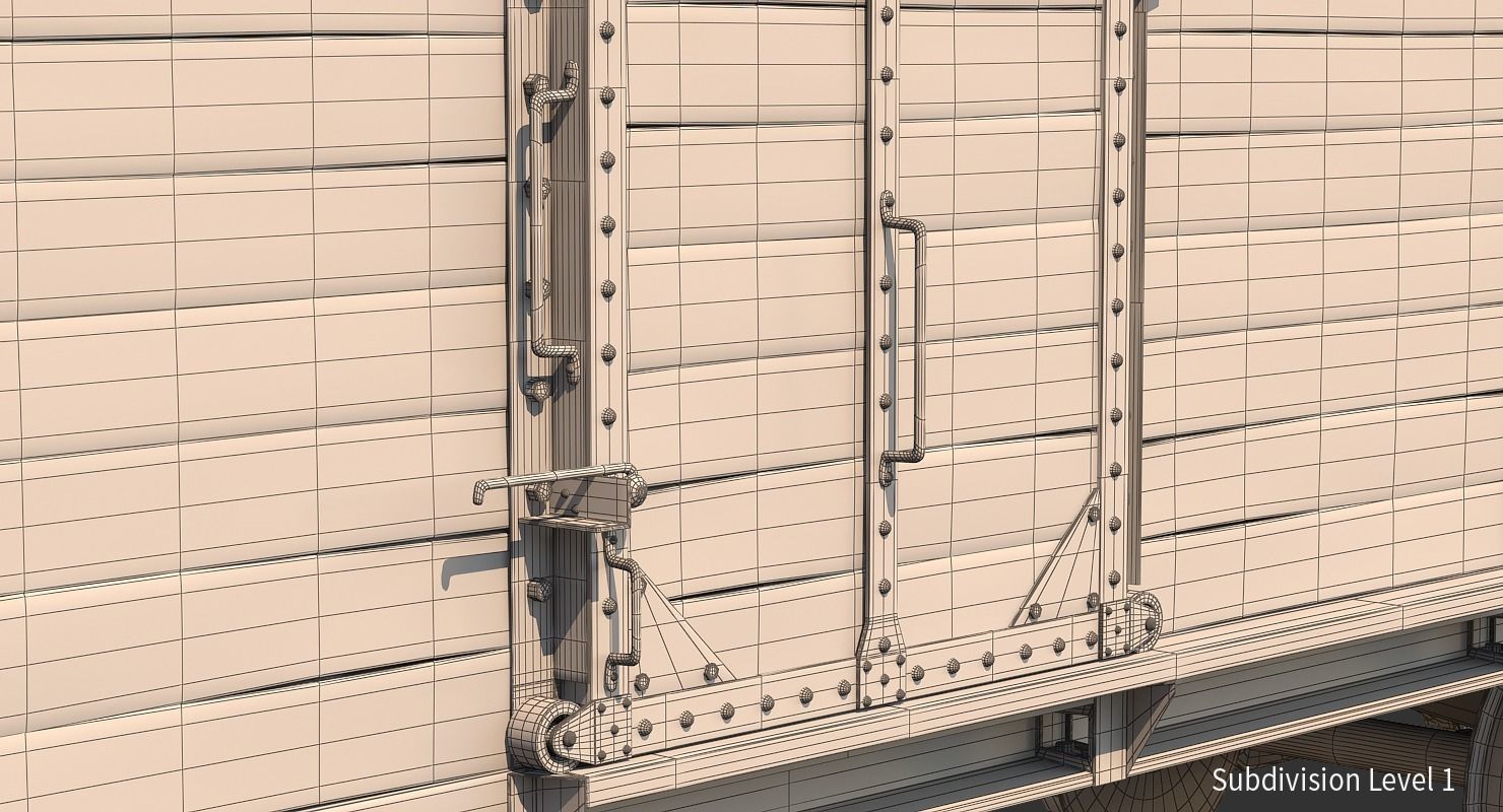 Realistic Old Train Car 3D model_23