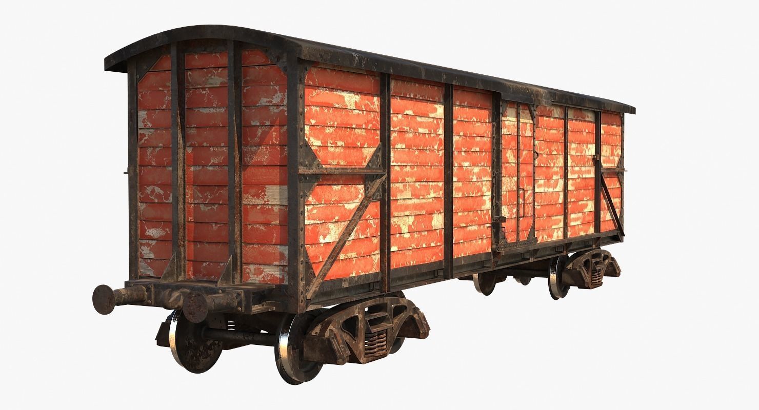 Realistic Old Train Car 3D model_0