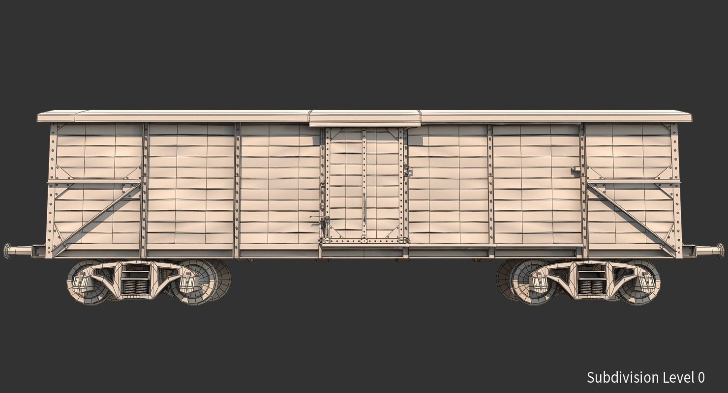 Realistic Old Train Car 3D model_13