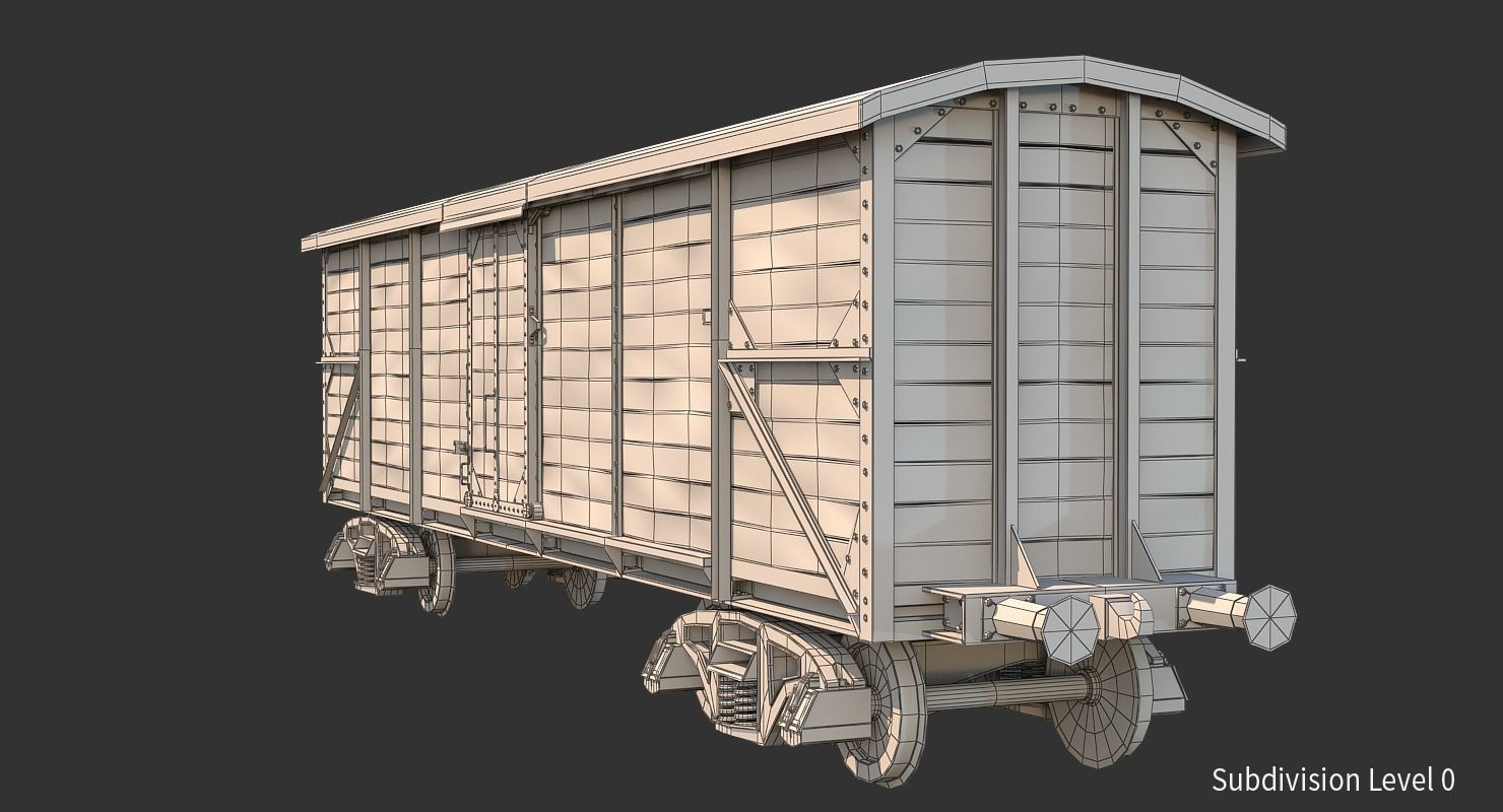 Realistic Old Train Car 3D model_4