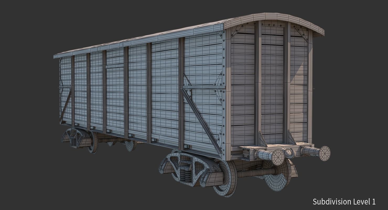 Realistic Old Train Car 3D model_11