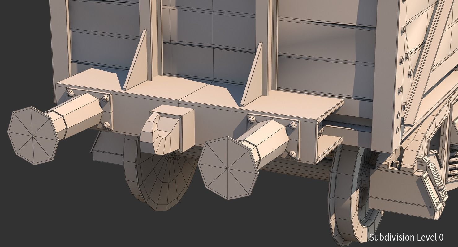 Realistic Old Train Car 3D model_19