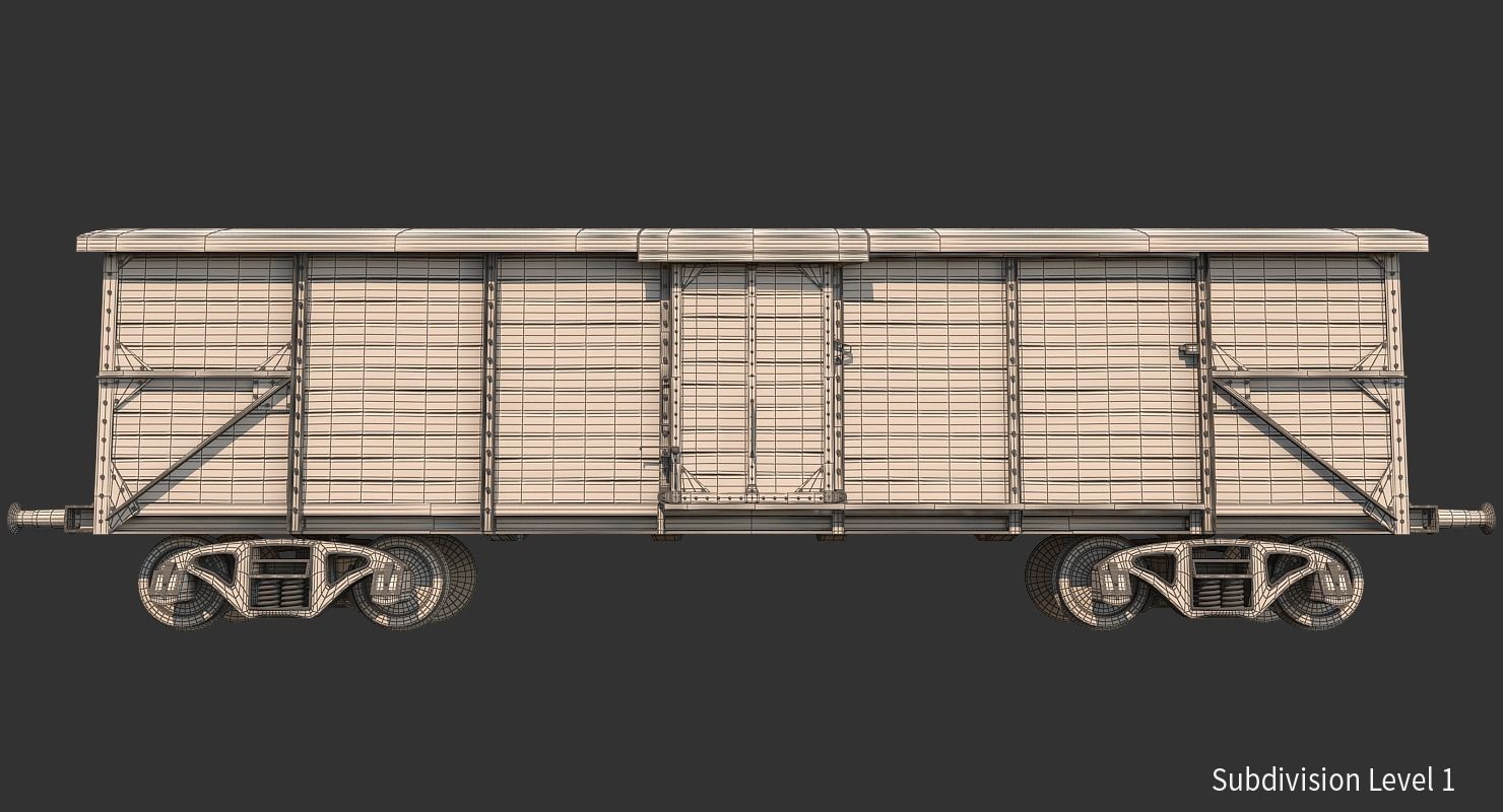 Realistic Old Train Car 3D model_14