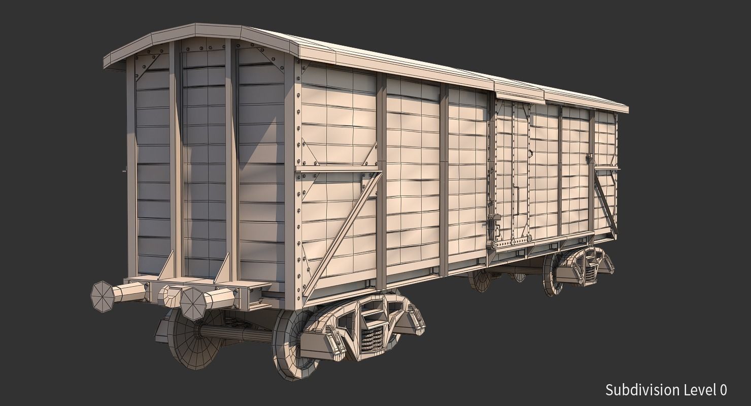 Realistic Old Train Car 3D model_1