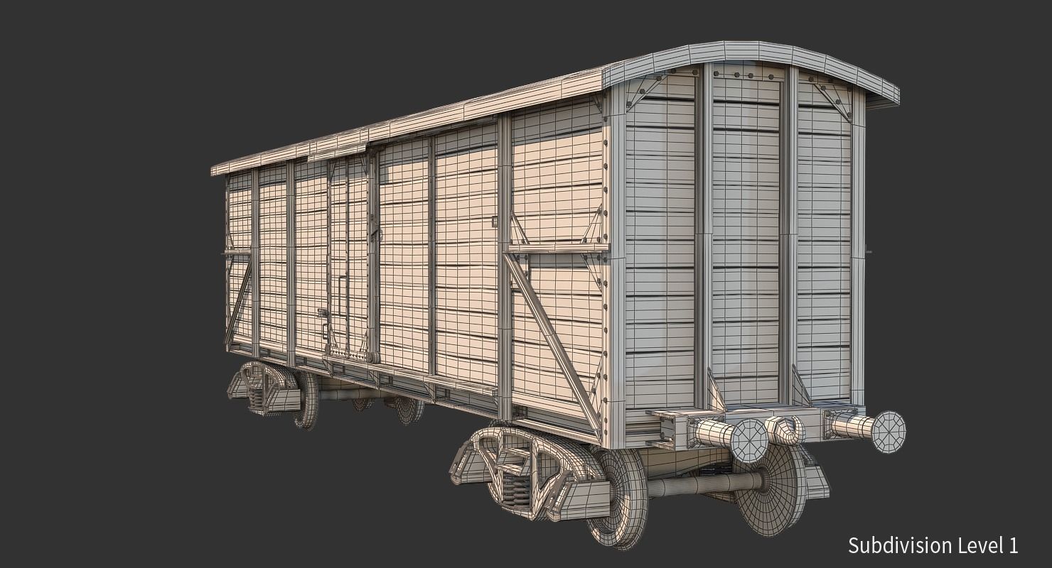 Realistic Old Train Car 3D model_5