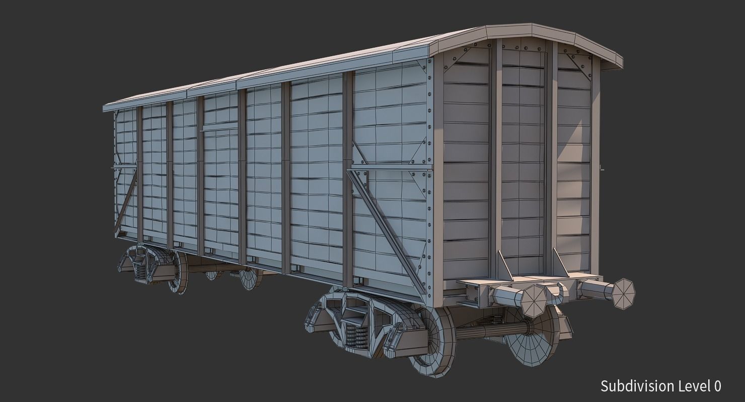 Realistic Old Train Car 3D model_10