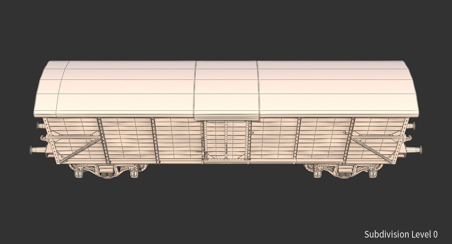 Realistic Old Train Car 3D model_16