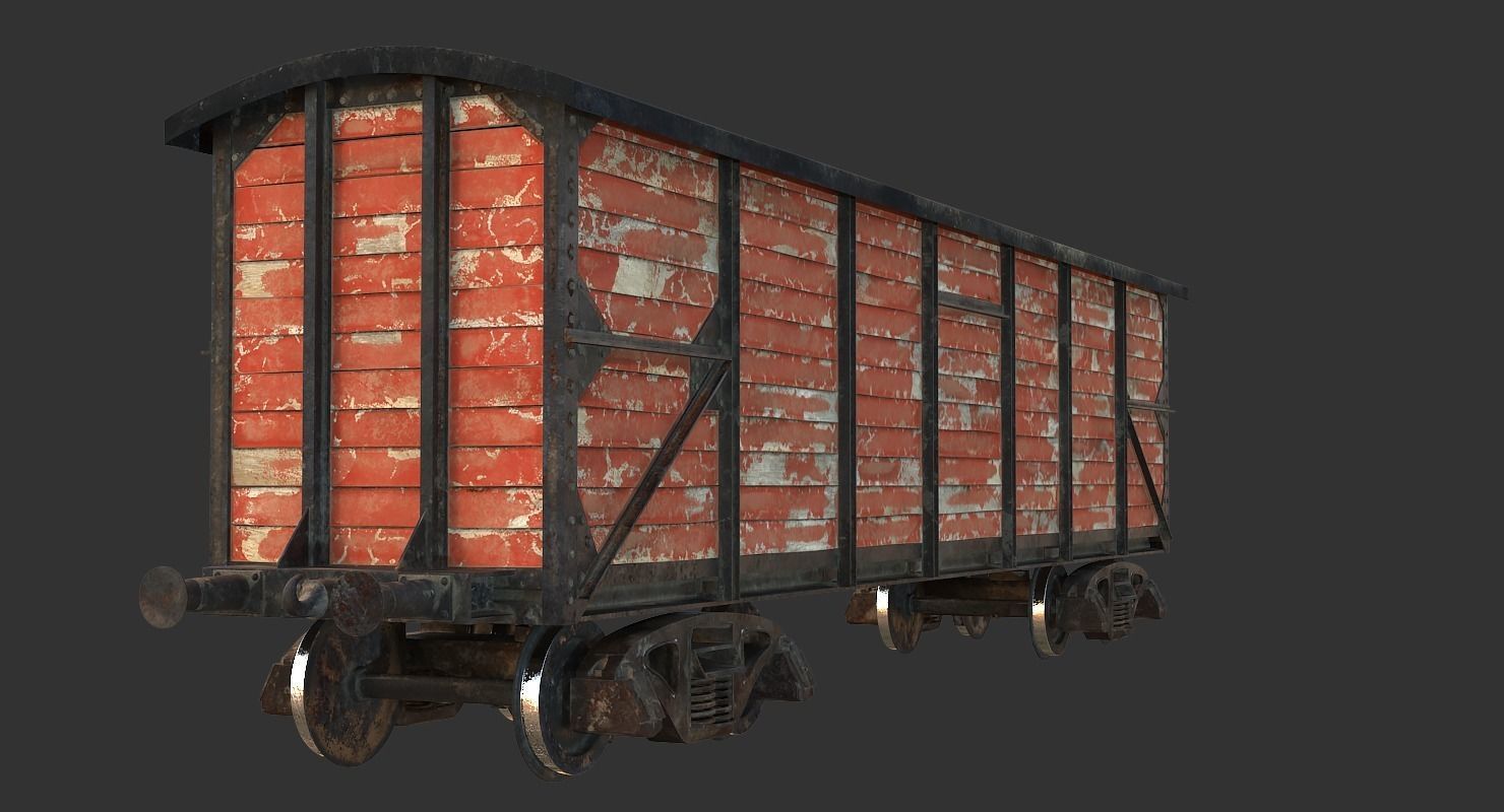 Realistic Old Train Car 3D model_6