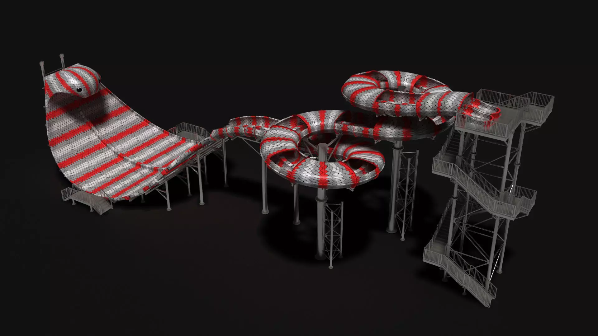 Realistic Cobra Water Slide 3D model