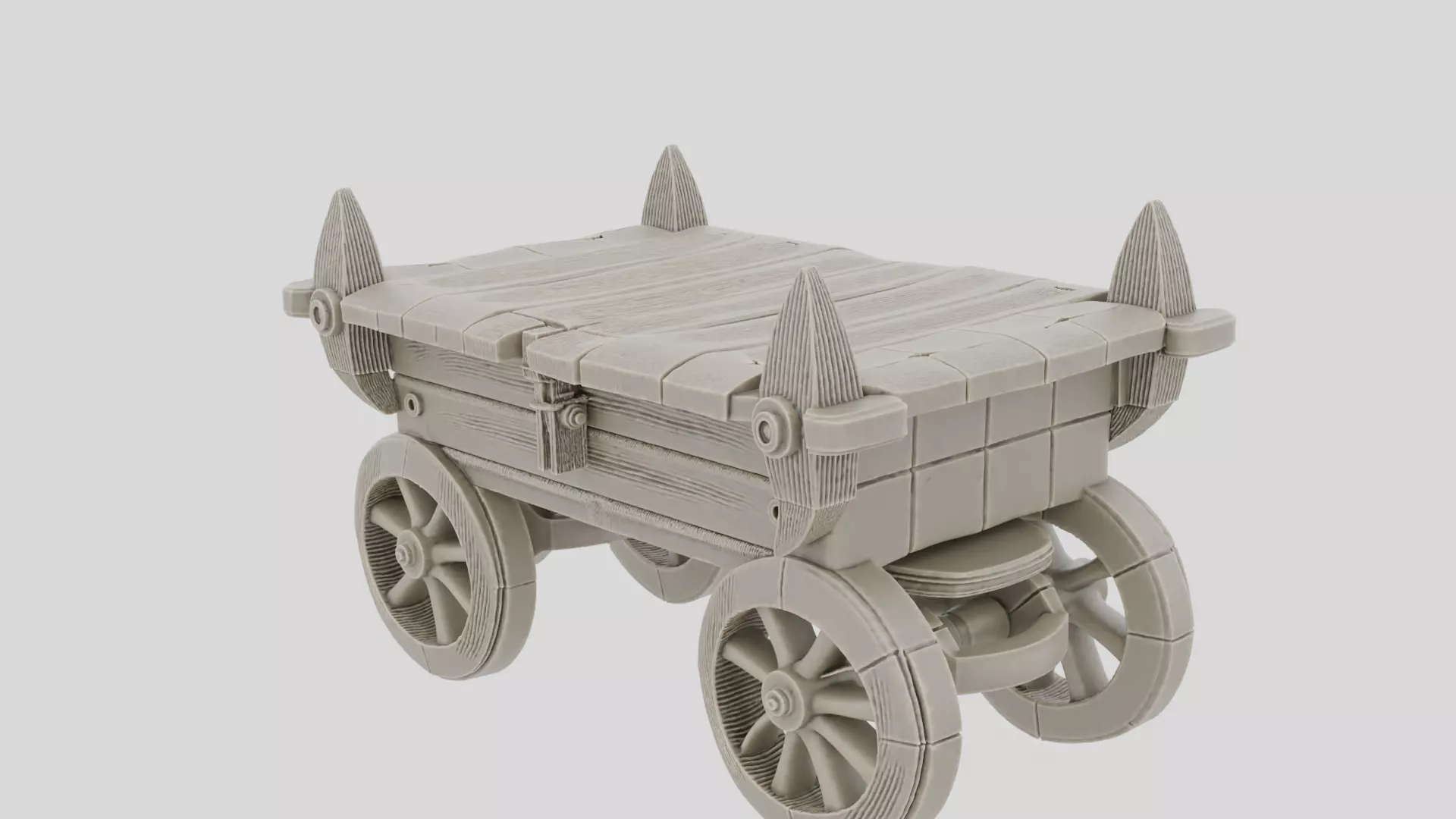 Fantasy Wooden Dungeon Supply Cart for 3D print Low-poly 3D model