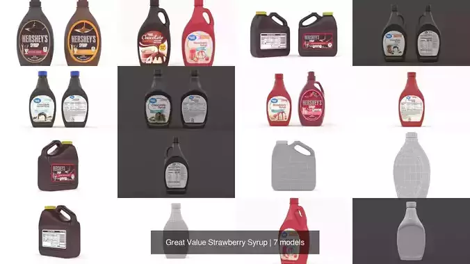 Great Value Strawberry Syrup 3D Model Pack