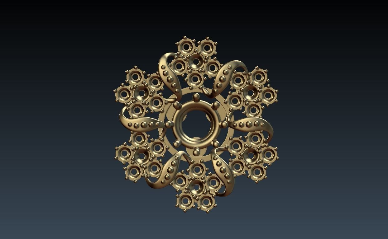 BROOCH WITH GEMS 3D print model_5