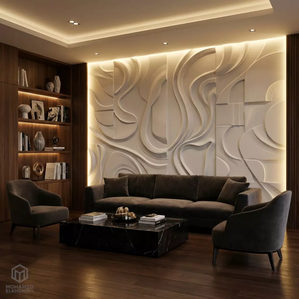 Modern Abstract Relief Panel Wall Decor Set STL Mural CNC 315 3D model