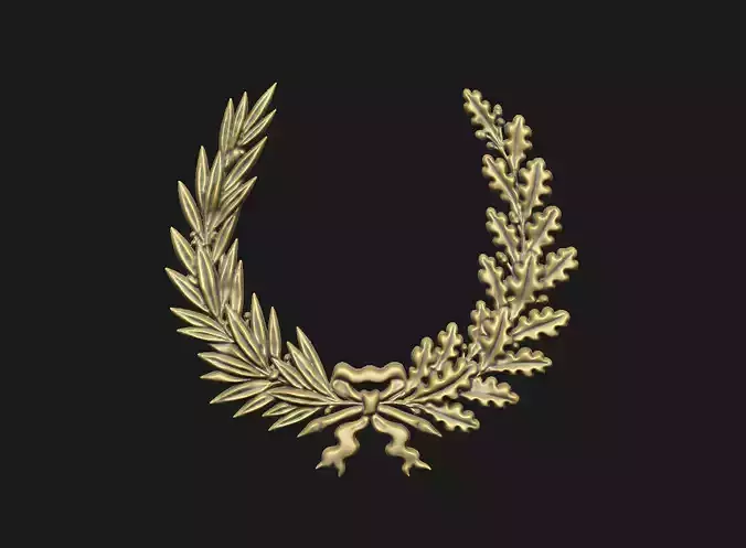 Laurel relief metal casting ribbon olive tree branches symbol