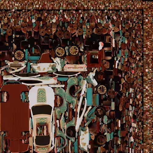 Car decorated with Chinese traditional stuff for cartoon Low-poly 3D model 6