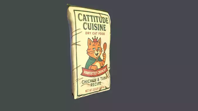 Cat Food Bag Low-poly 3D model 6