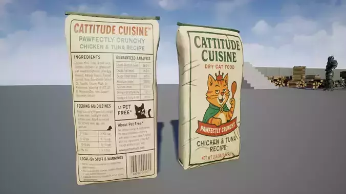 Cat Food Bag Low-poly 3D model 4