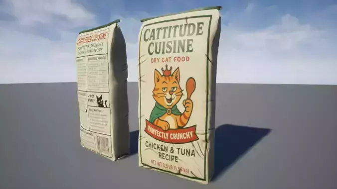 Cat Food Bag Low-poly 3D model 3