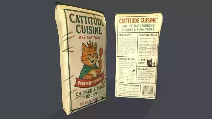 Cat Food Bag Low-poly 3D model