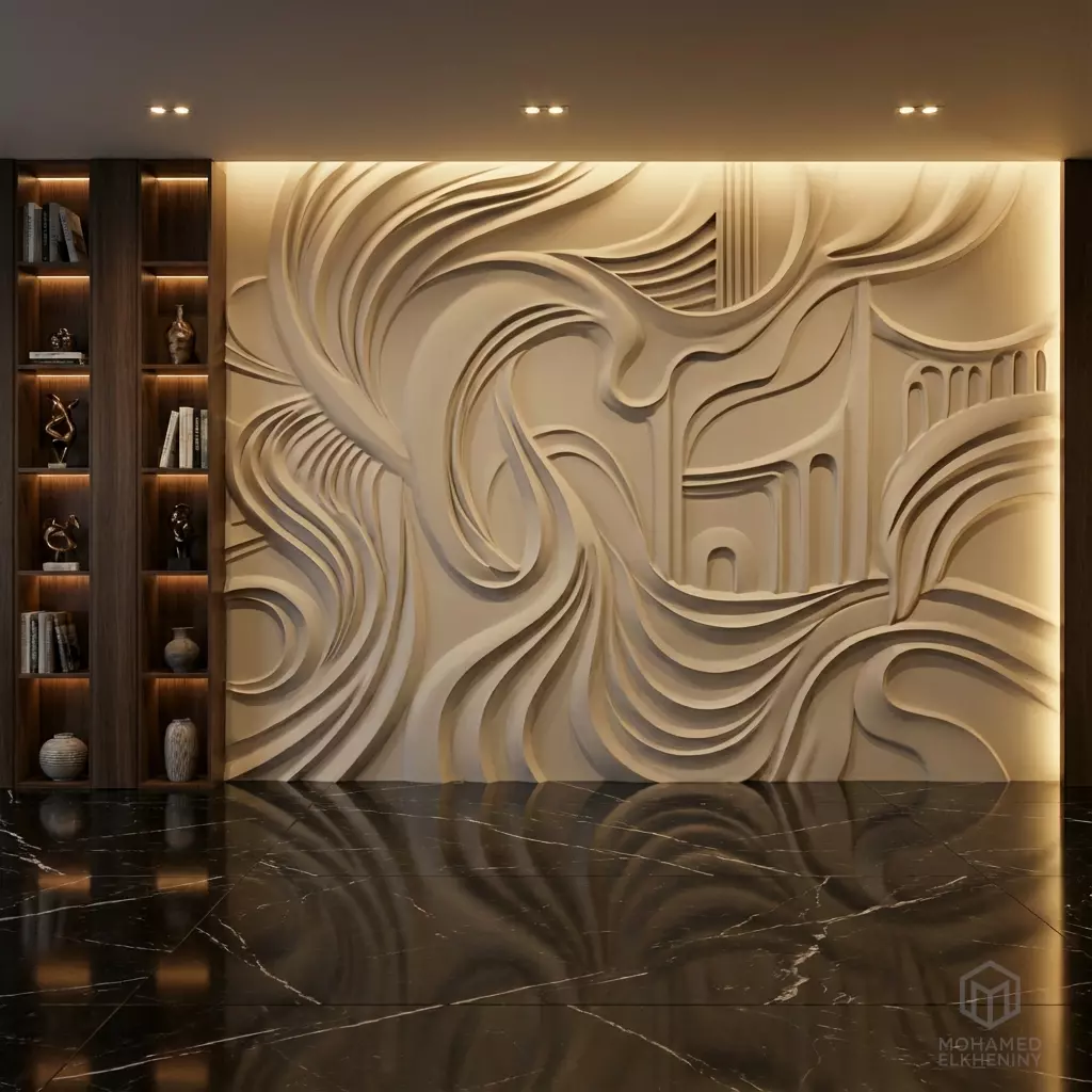 Modern Abstract Relief Panel Wall Decor Set STL Mural CNC 316 3D model