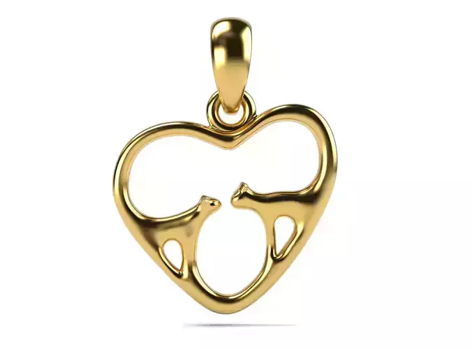Heart Pendant with Cat