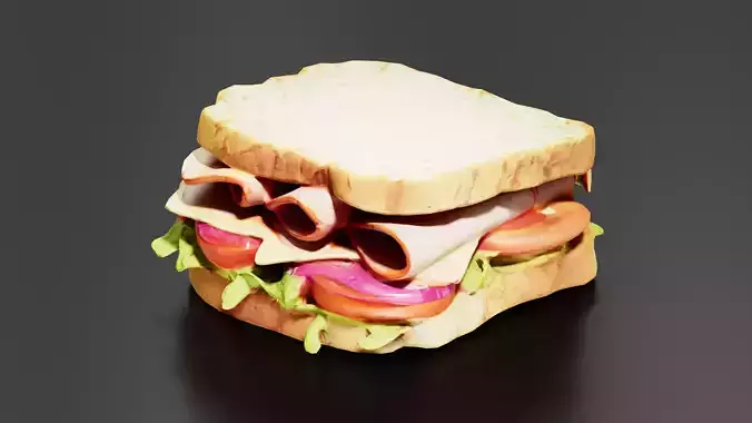 Sandwich 01 Low-poly 3D model 3